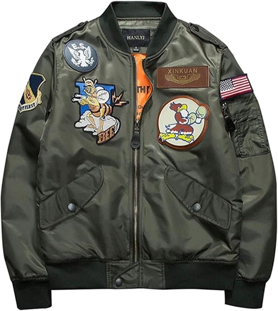Amazon | フライトジャケット 刺繍ワッペン ジャンパー メンズ MA-1