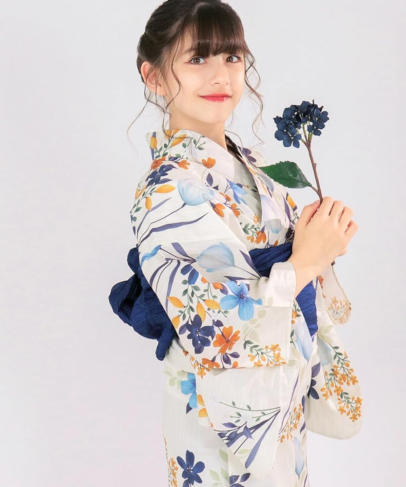 Amazon | [KYOETSU] [キョウエツ] 浴衣セット 女の子 生成り 変わり織