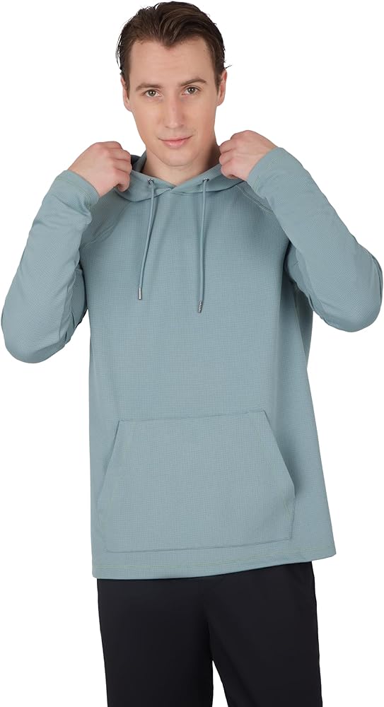 90 Degree By Reflex Mens Super Soft Waffle Hoodie with Kangaroo