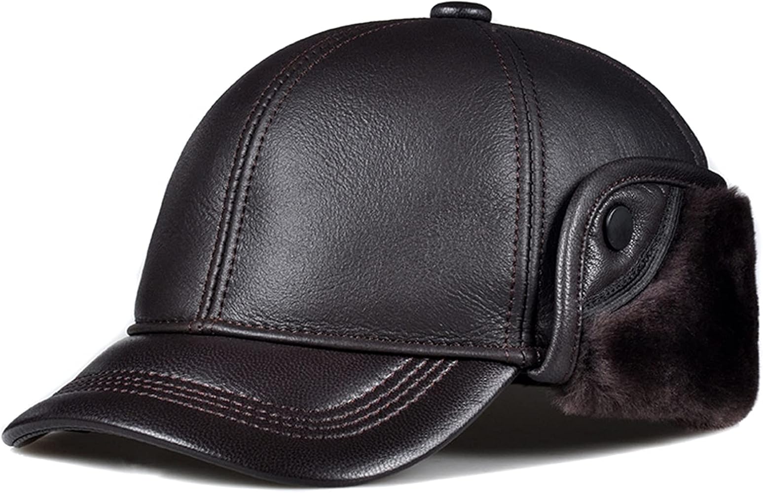 Amazon.com: nster Winter Hats, Hat Leather Hat Cap with Earflap