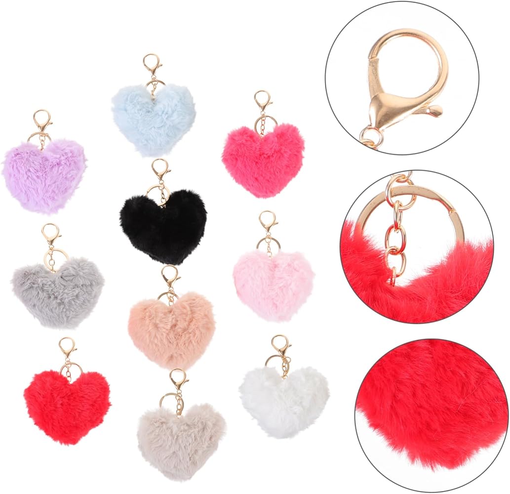 Amazon.co.jp: [UPKOCH] 10個 キーチェーンペンダント ふわふわハート