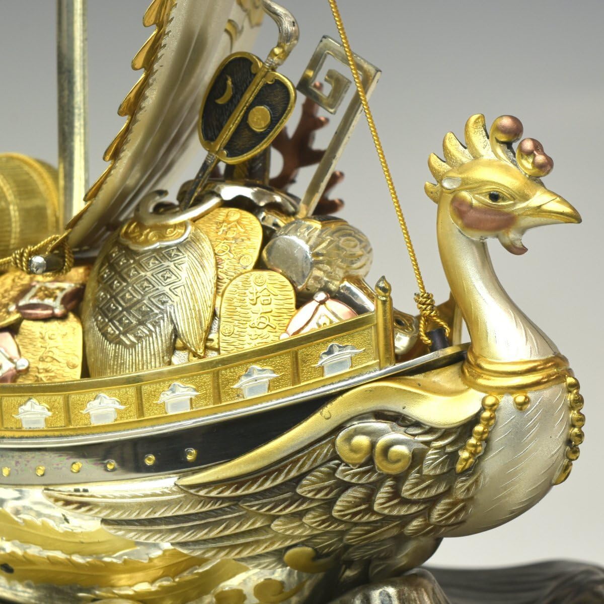 Amazon.co.jp: 趣楽 関武比古作 シルバー960 『鳳凰宝船置物』 船