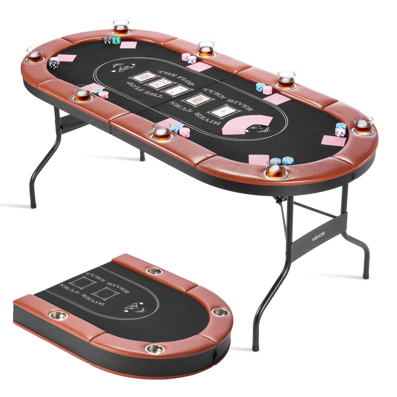 Amazon.com: VEVOR Foldable Poker Table, 8 Player 72 in Folding