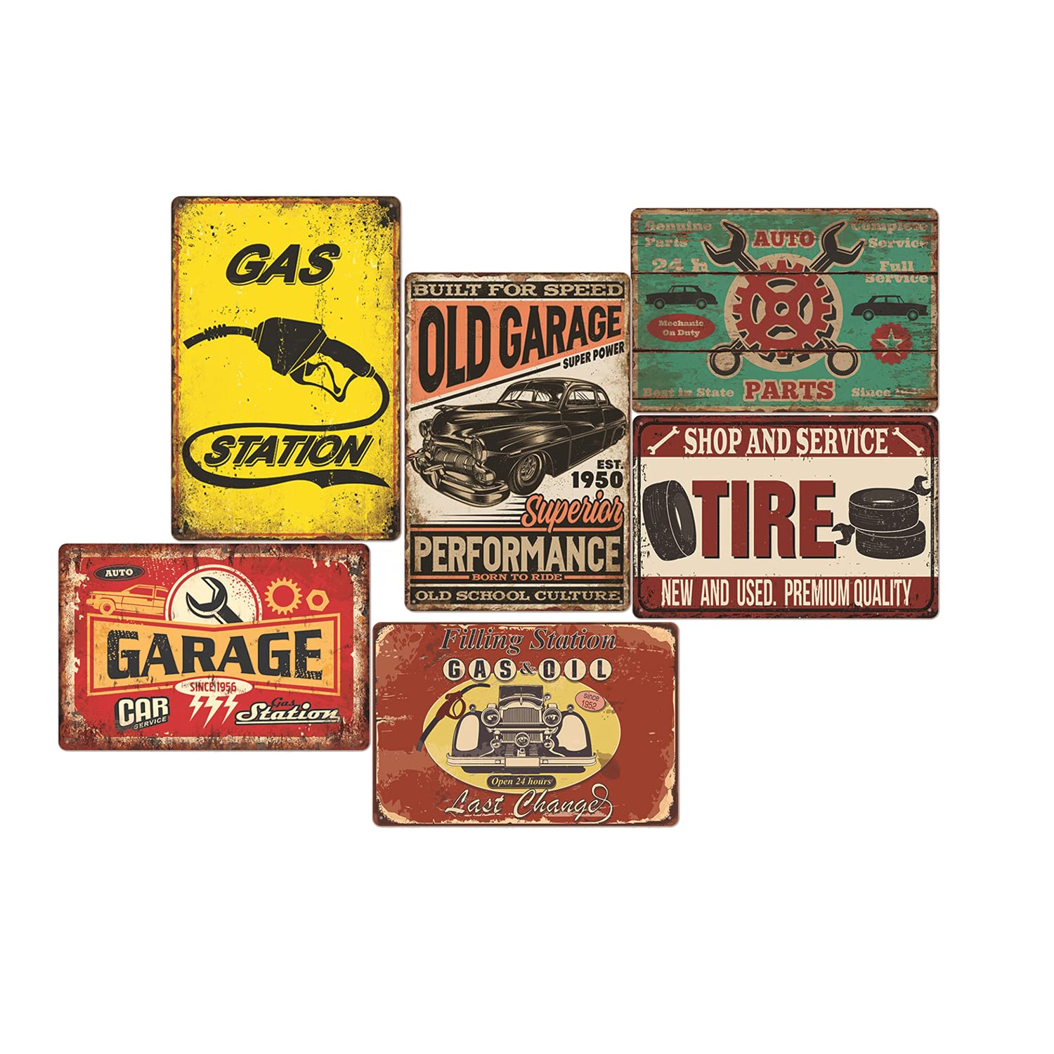 Amazon.co.jp: 6枚ブリキ看板アメリカ ン レトロ 雑貨飾り ビンテージ