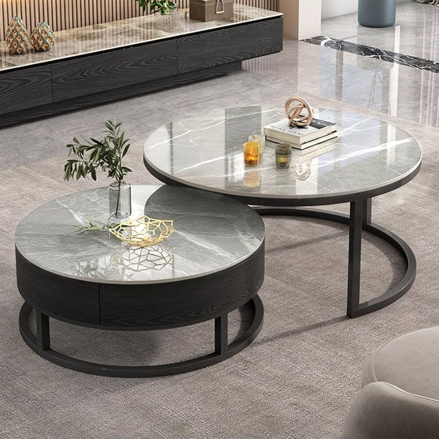 Amazon｜センターテーブル 大理石柄 コーヒーテーブル セラミック