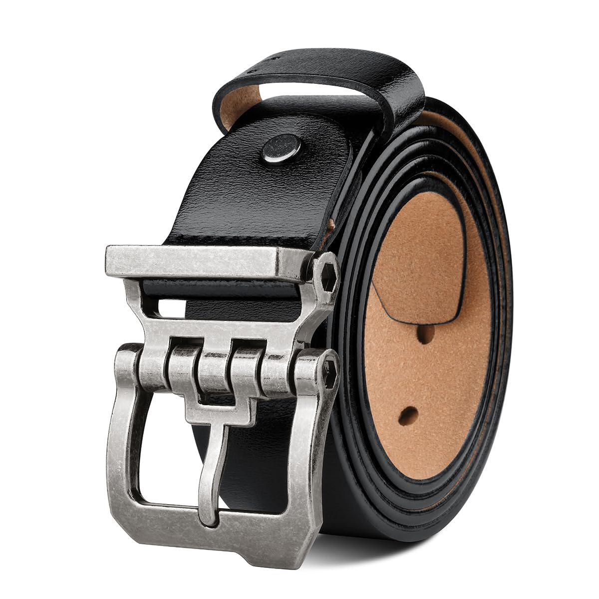 Men's Leather Buckle Belt with Leather Belt, Retro Casual Pure