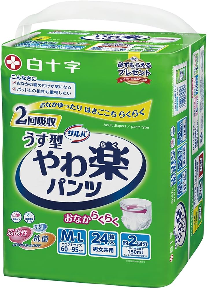 Amazon | サルバ うす型 やわ楽パンツ M~Lサイズ 24枚入 【ADL区分