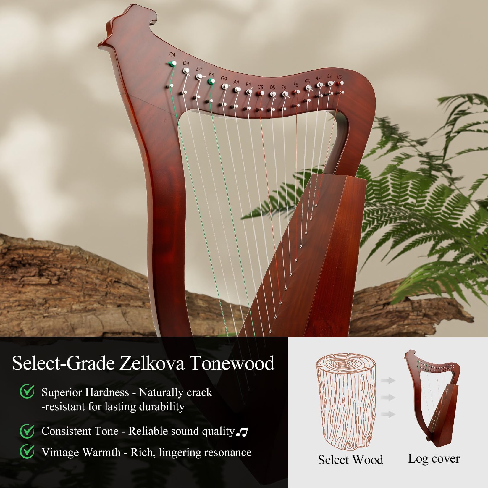 Amazon.com: VixxNoxx Lyre Harp, 23 Inches 15-String Zelkova Lyra