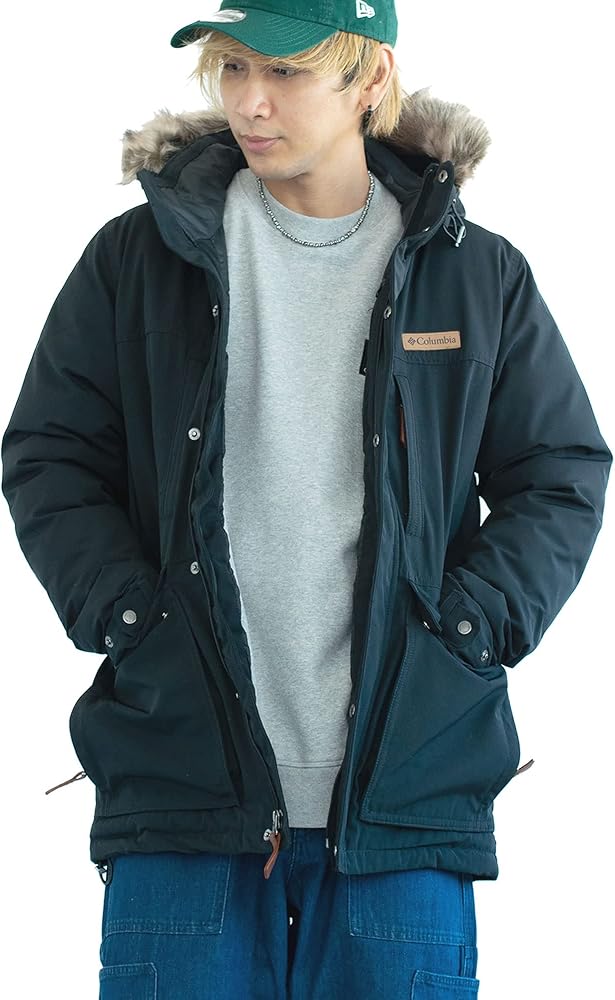 Amazon | [コロンビア] 化繊中綿ダウンジャケット メンズ ファー付き