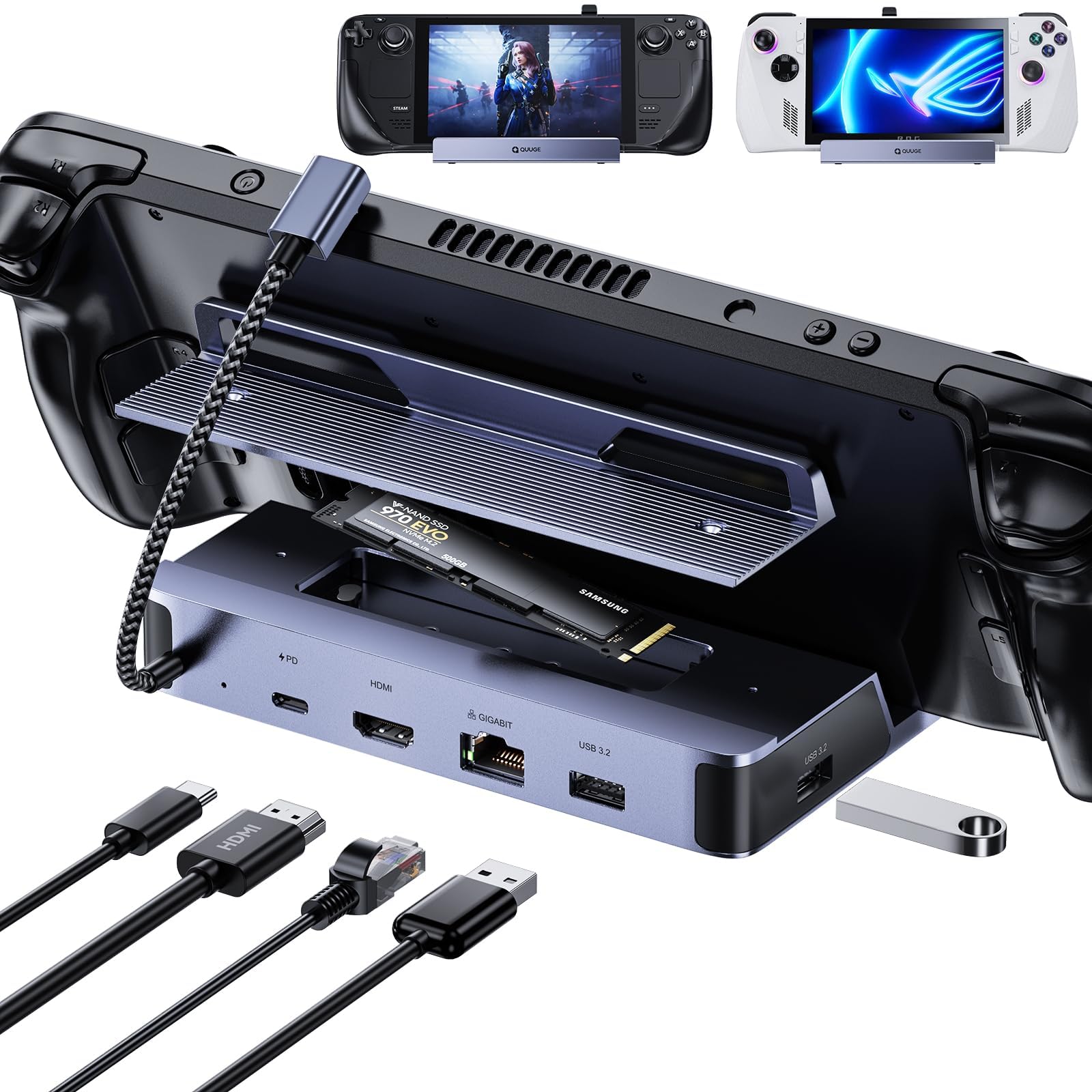 Amazon.com: QUUGE SSD Steam Deck Dock, 6 in 1 Docking Station for