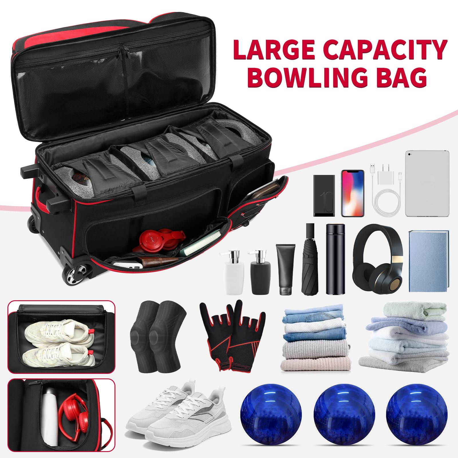 Amazon.co.jp: BOSSTIN (ボスティン) ボールボウリングバッグ ホイール