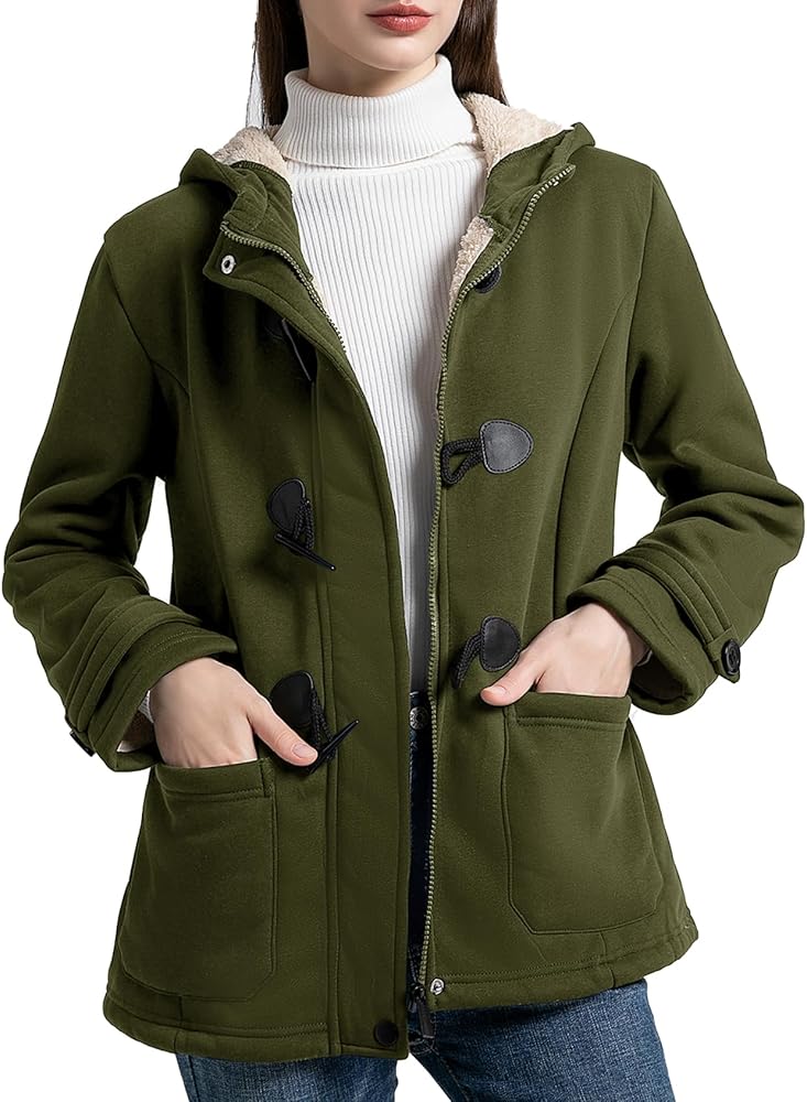 Flygo Sherpa Lined Winter Jackets for Women Fleece Hoodie Jacket
