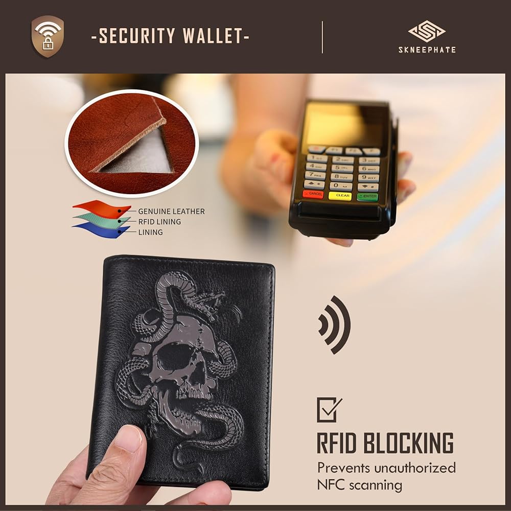Amazon.com: skneephate Cool Wallets For Men Bifold,Skull Mens
