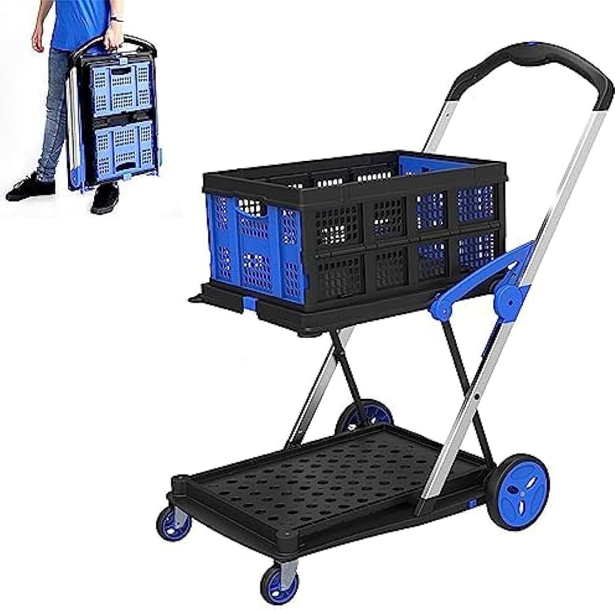 Amazon｜Vrapnudc 多機能 二層 折りたたみカート 2段台車移動式