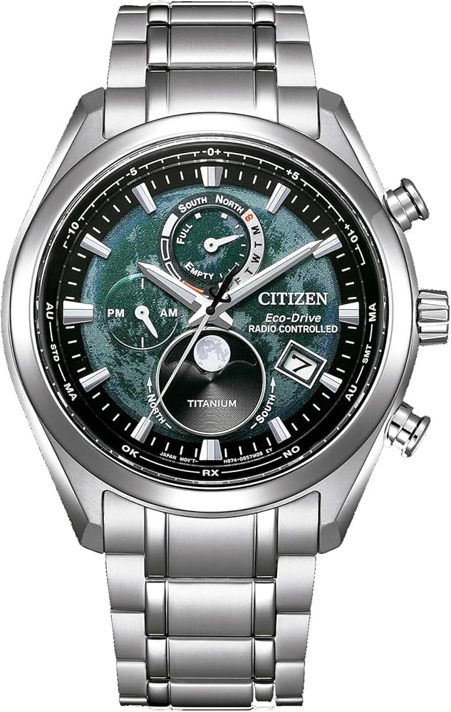 Amazon.com: Citizen Eco-Drive Tsuki-yomi A-T Green Dial Super