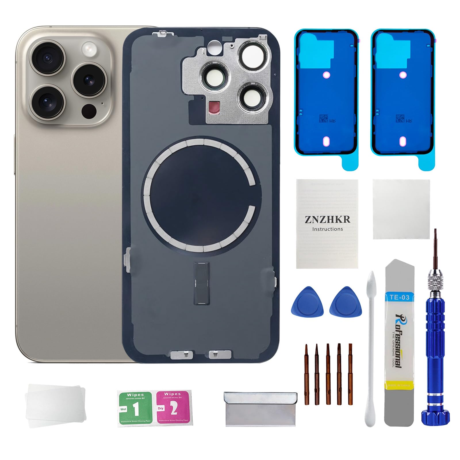 Amazon.com: ZNZHKR 15 Pro max Back Glass Replacement with Metal