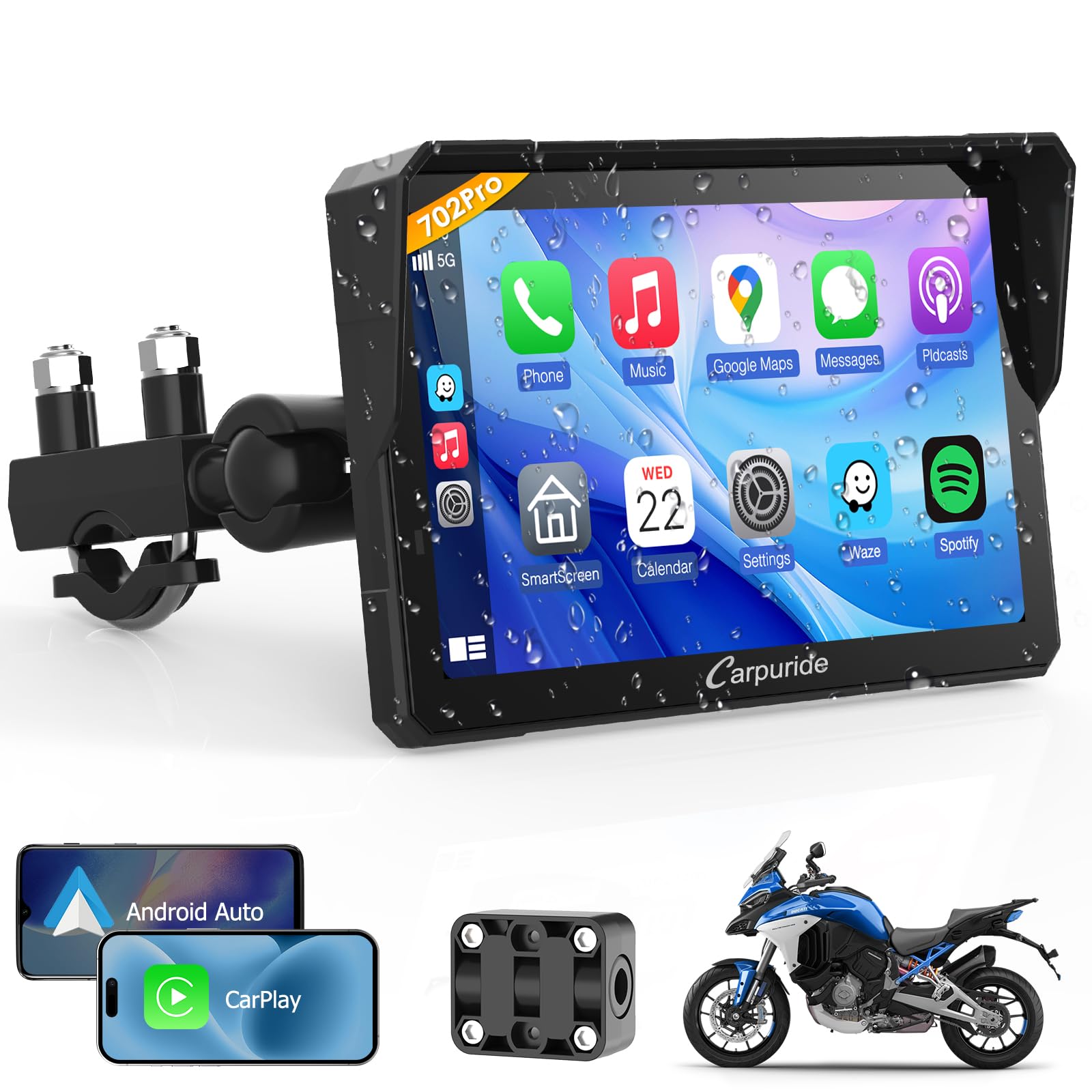 Amazon.com: Carpuride W702PRO for Motorcycle CarPlay& Android