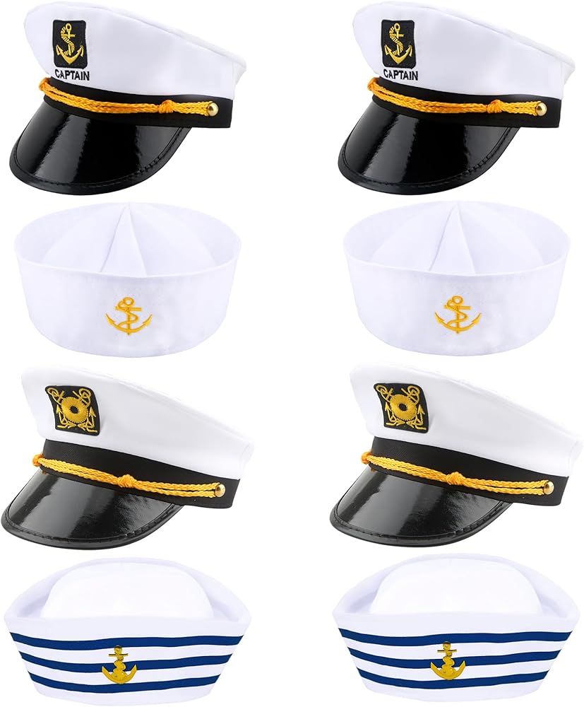 Amazon.com: SGBETTER 8 Pack Adult Captain Hats White Sailor Hat