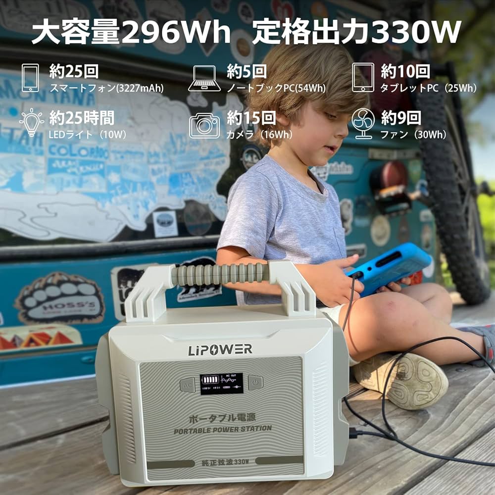 Amazon.co.jp: LIPOWER ポータブル電源 大容量 80000mAh/296Wh 純正弦