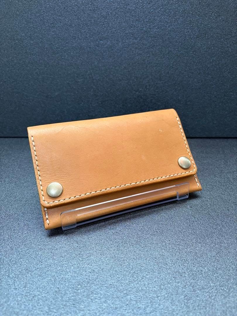 三つ折りシャグポーチ牛革（ペールオレンジ） 三つ折りシャグポーチ