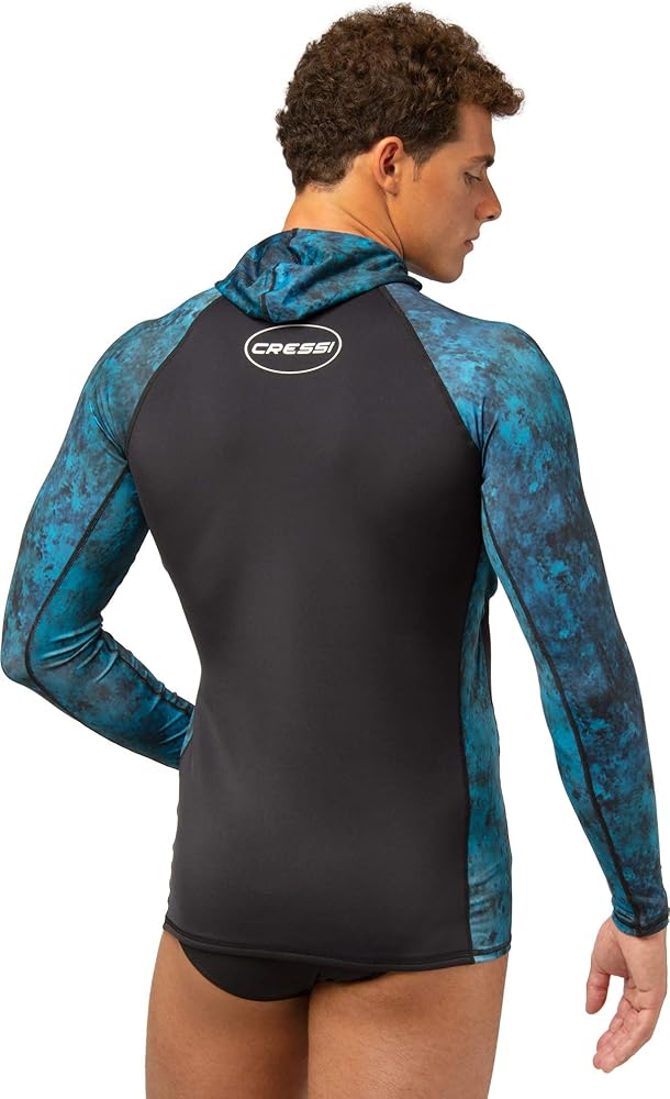 Amazon.com: Cressi Cobia Hooded Long Sleeve Rash Guards, Camo Blue