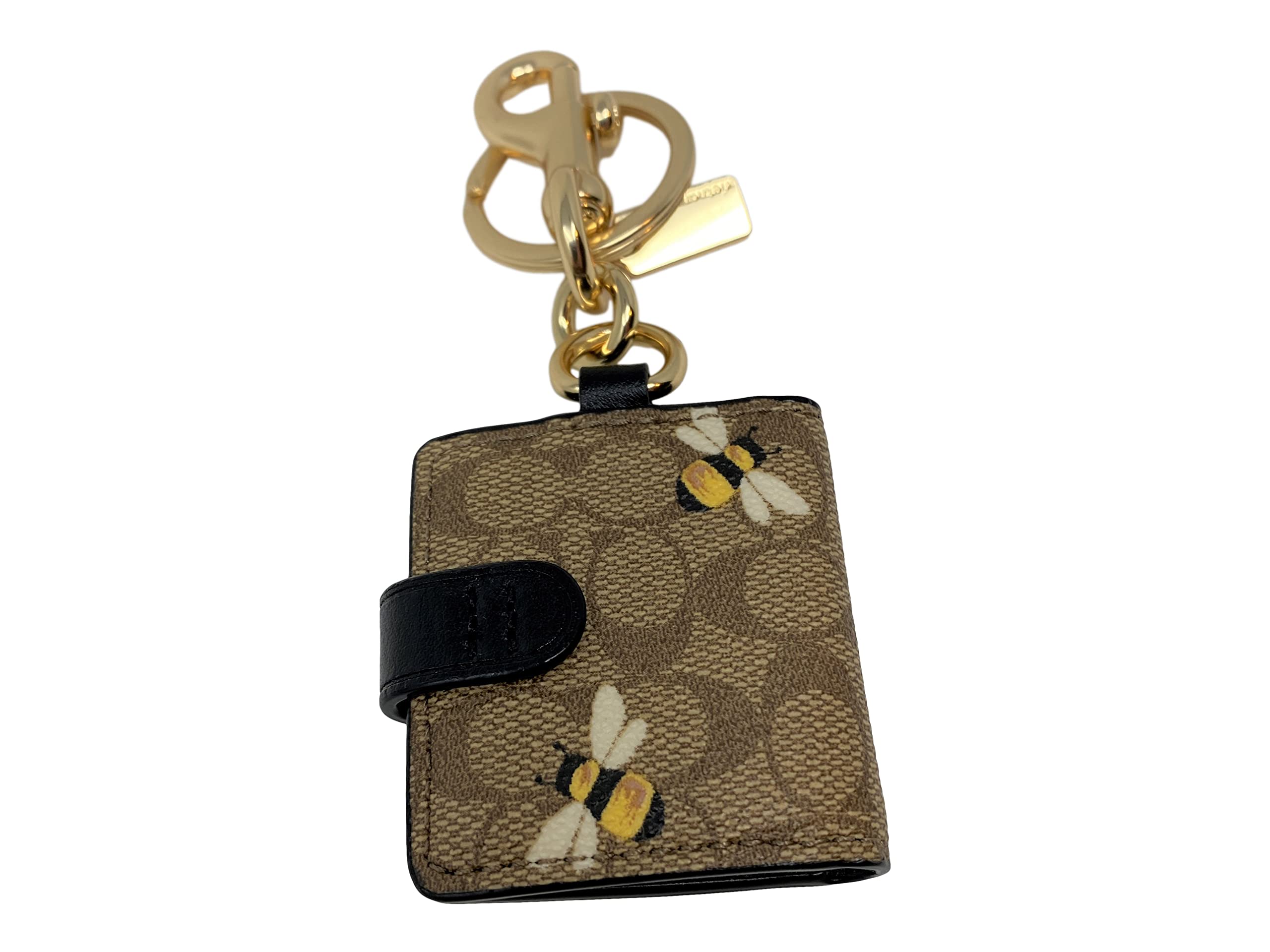 Coach Picture Frame Bag Charm Signature Coated Canvas with Bee