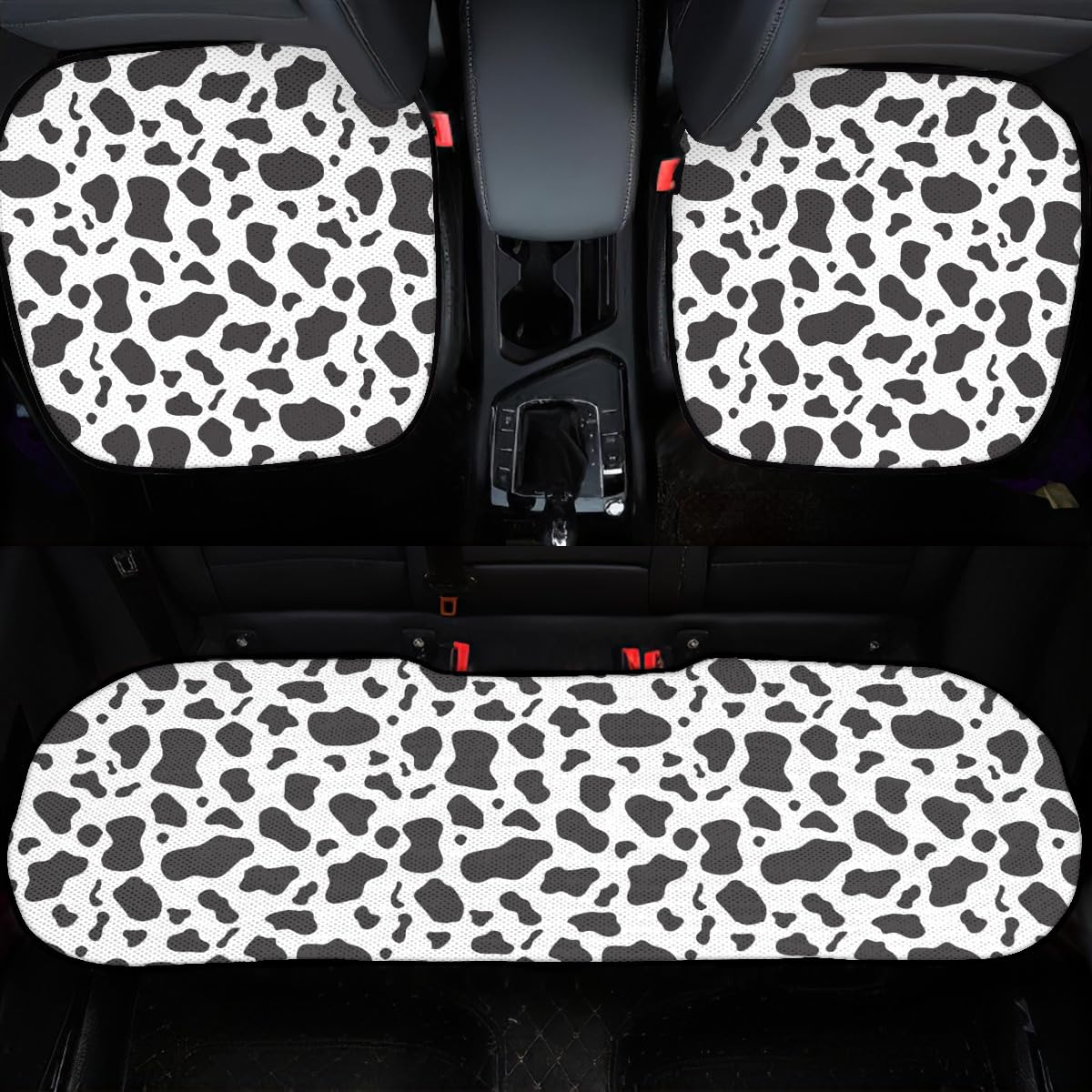 Amazon.co.jp: カーシートクッション 3枚組 牛柄 車用シートカバー 前