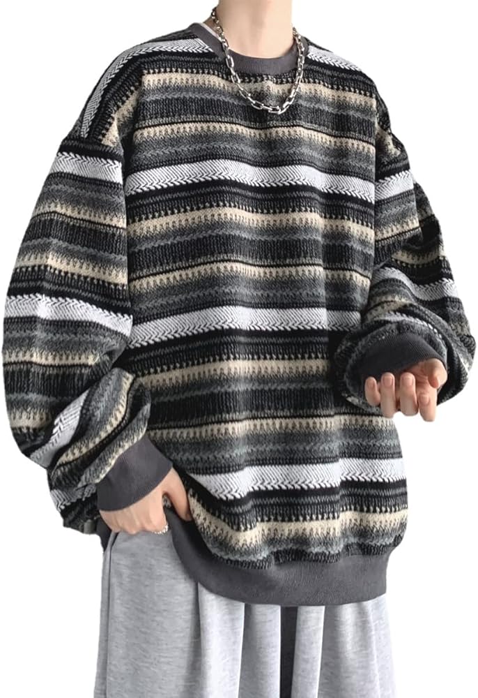 Grunge Striped Sweater Y2K Harajuku Hip Hop Knit Pullover