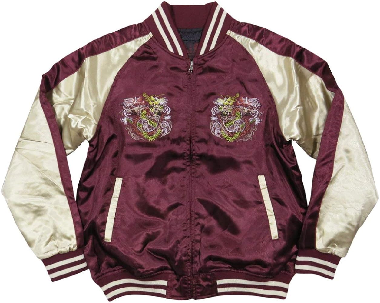 Amazon | (イッシンニョキョウ)一心如鏡 双龍 総刺繍 サテン地 中綿