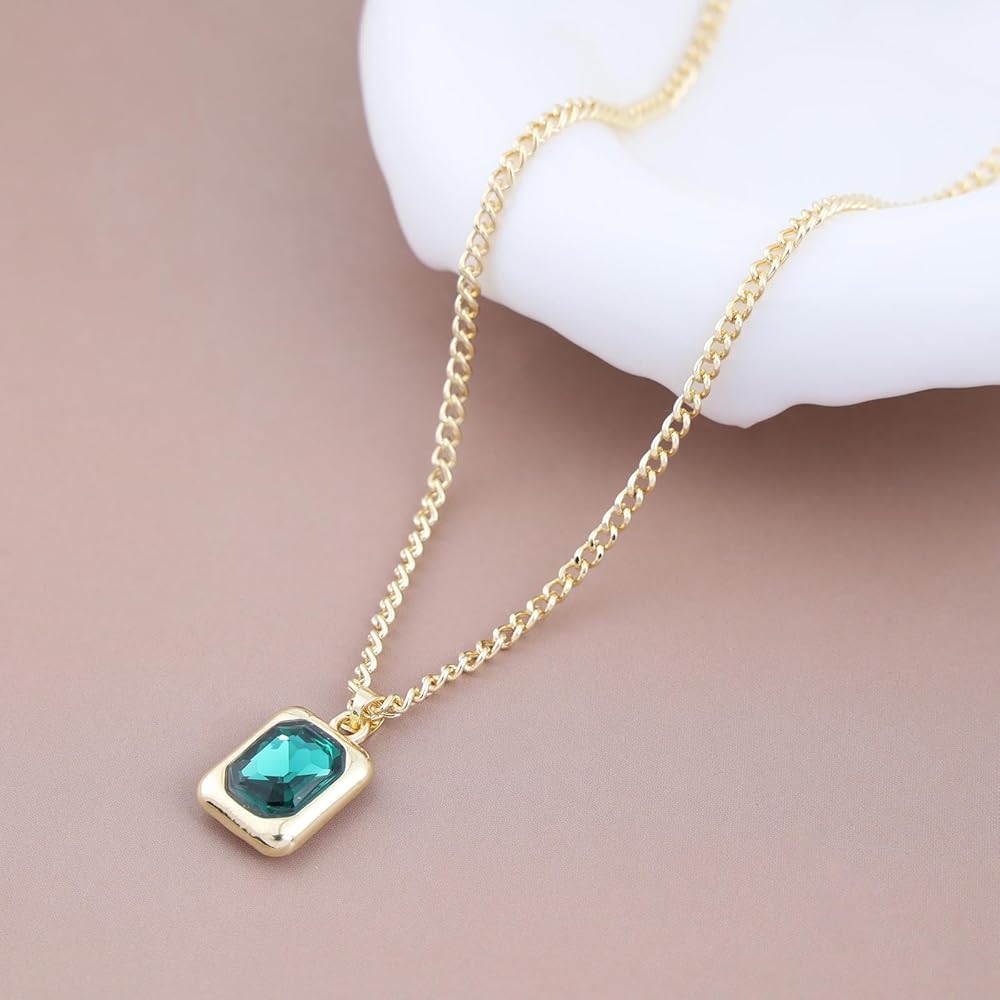 Amazon.com: Ximdble Vintage Square Emerald Pendant Necklace