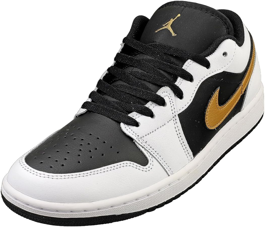 Amazon.com | Jordan Men's 1 Low White/Metallic Gold-Black (553558