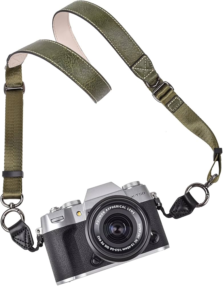 Amazon | [VOVMOEYA] PUレザーカメラストラップ（三角ループ付き） 耐