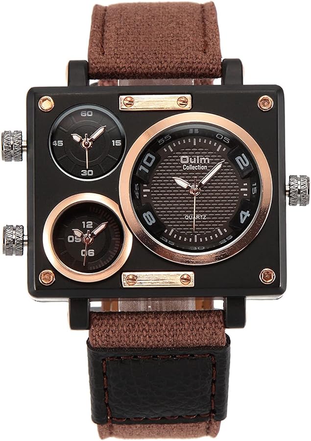 Amazon | 腕時計 メンズ スクエア 3つのタイムゾーン おしゃれ