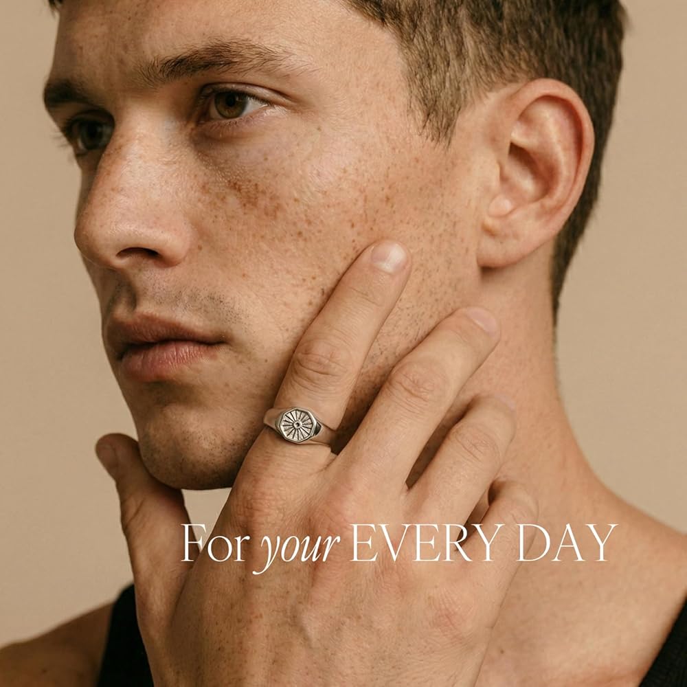 BENIQUE Gold Silver Signet Ring For Women Men, Pinky Statement