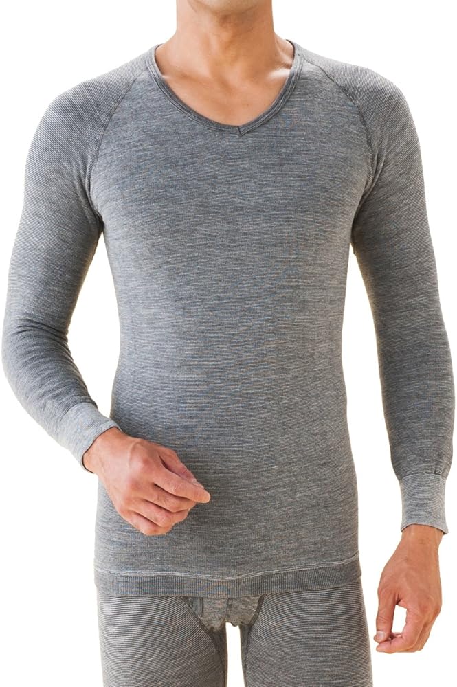 Amazon | もちはだ もちジョイ V首 長袖 シャツ 細微厚地 L～LL カーキ