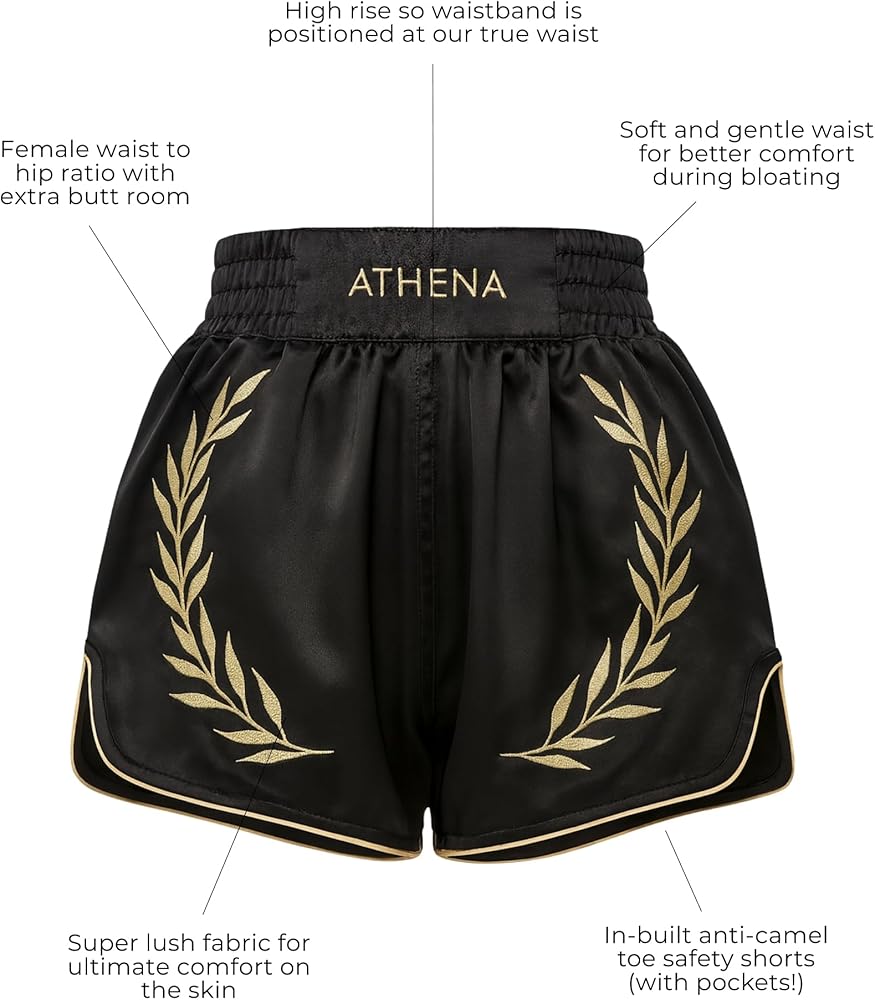Amazon.com : Women's Black Gold Muay Thai Shorts Athena with Built