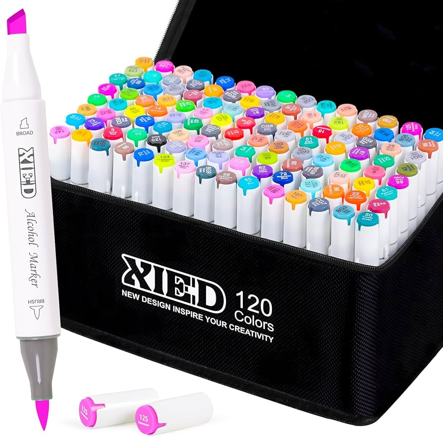 Amazon.com: XIEED Alcohol Markers, 120 Colors Chisel & Brush Tip