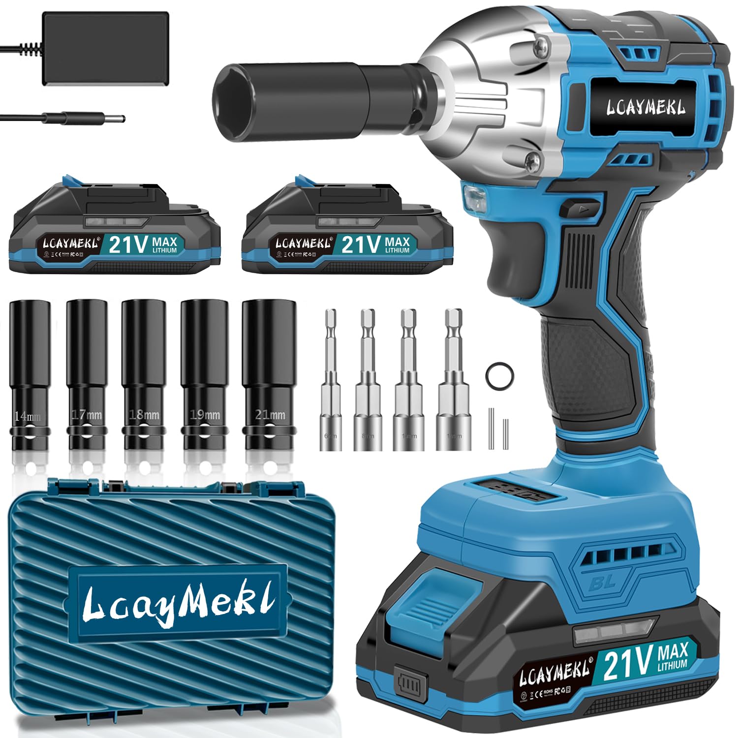 Amazon | 充電式 電動インパクトレンチ 21V 2.0Ahバッテリー 四角