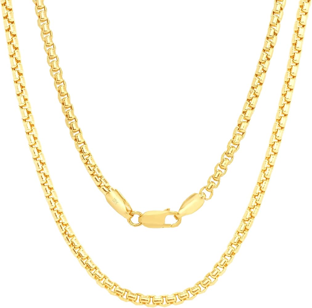 Amazon.com: Nuragold 10k Real Yellow Gold Round Box 2mm Venetian