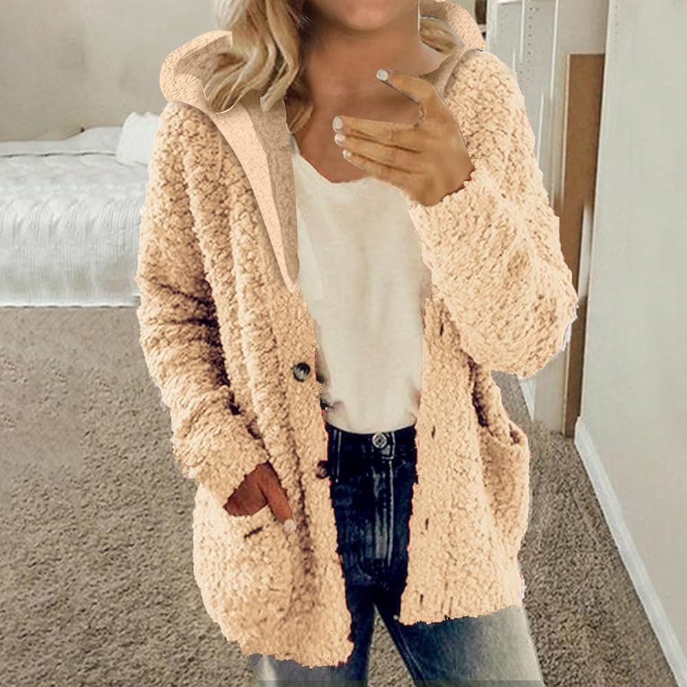 Sherpa Jacket Women Oversized Hoodies Fleece Fuzzy Coat Hooded
