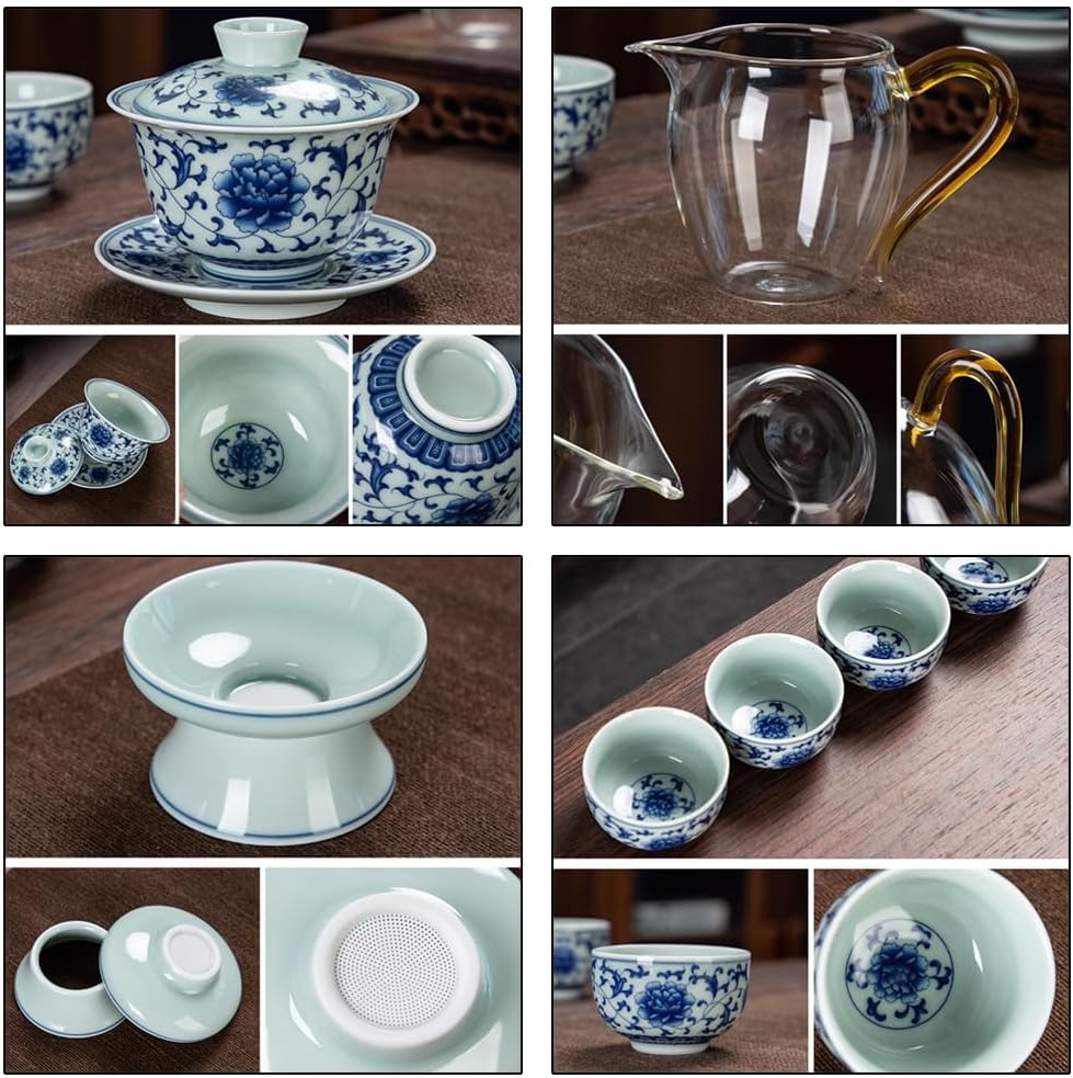 砥部焼 青い花模様 茶碗と湯呑みセット 4個 砥部焼 青い花模様