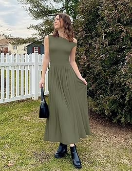 ZESICA Women's Summer 2026 Sleeveless Maxi Dress One Shoulder