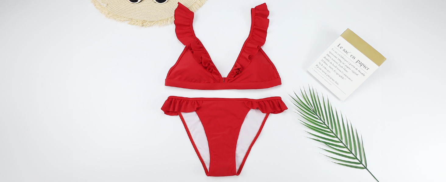 Amazon.com: SHEKINI Women's Bathing Suits Ruffles Flounce Bikini