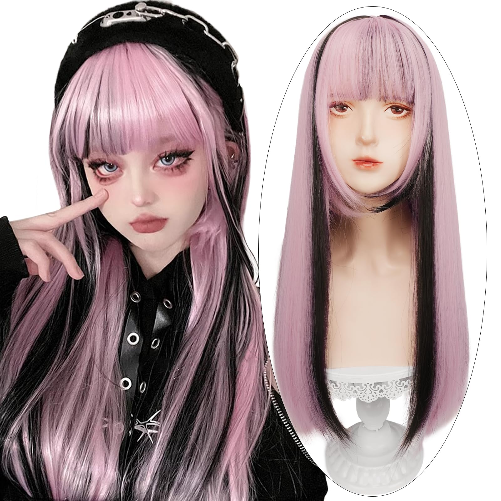 Amazon.co.jp: Hawkko ウィッグ ロング ストレート 姫カット フル