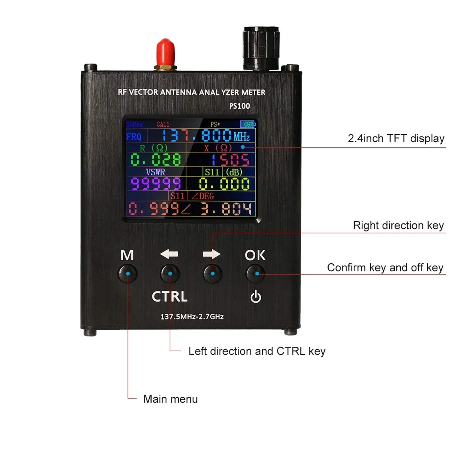 Amazon.co.jp: アンテナ アナライザー 137.5MHz-2.7GHz 2.4インチTFT