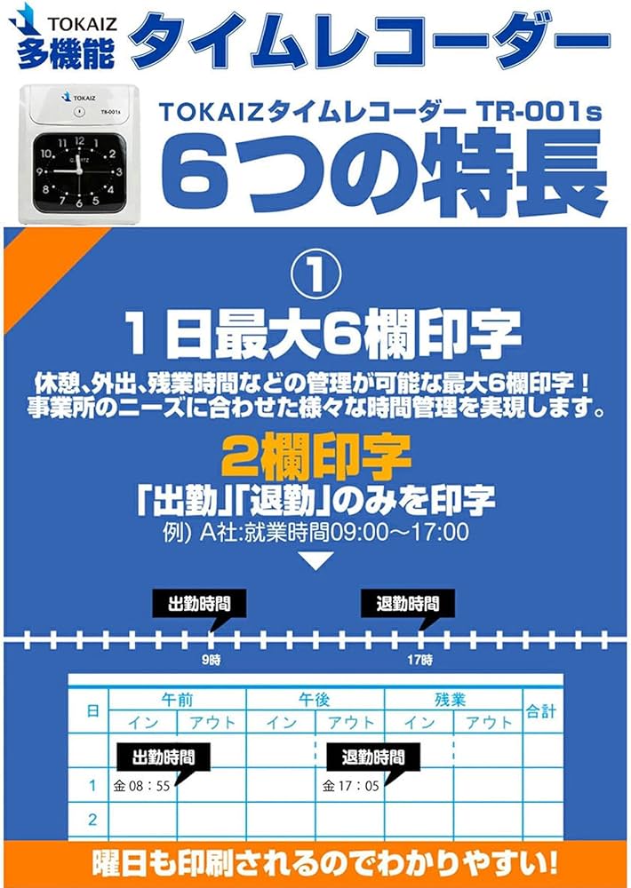 Amazon.co.jp: TOKAIZ タイムレコーダー タイムカード レコーダー 本体