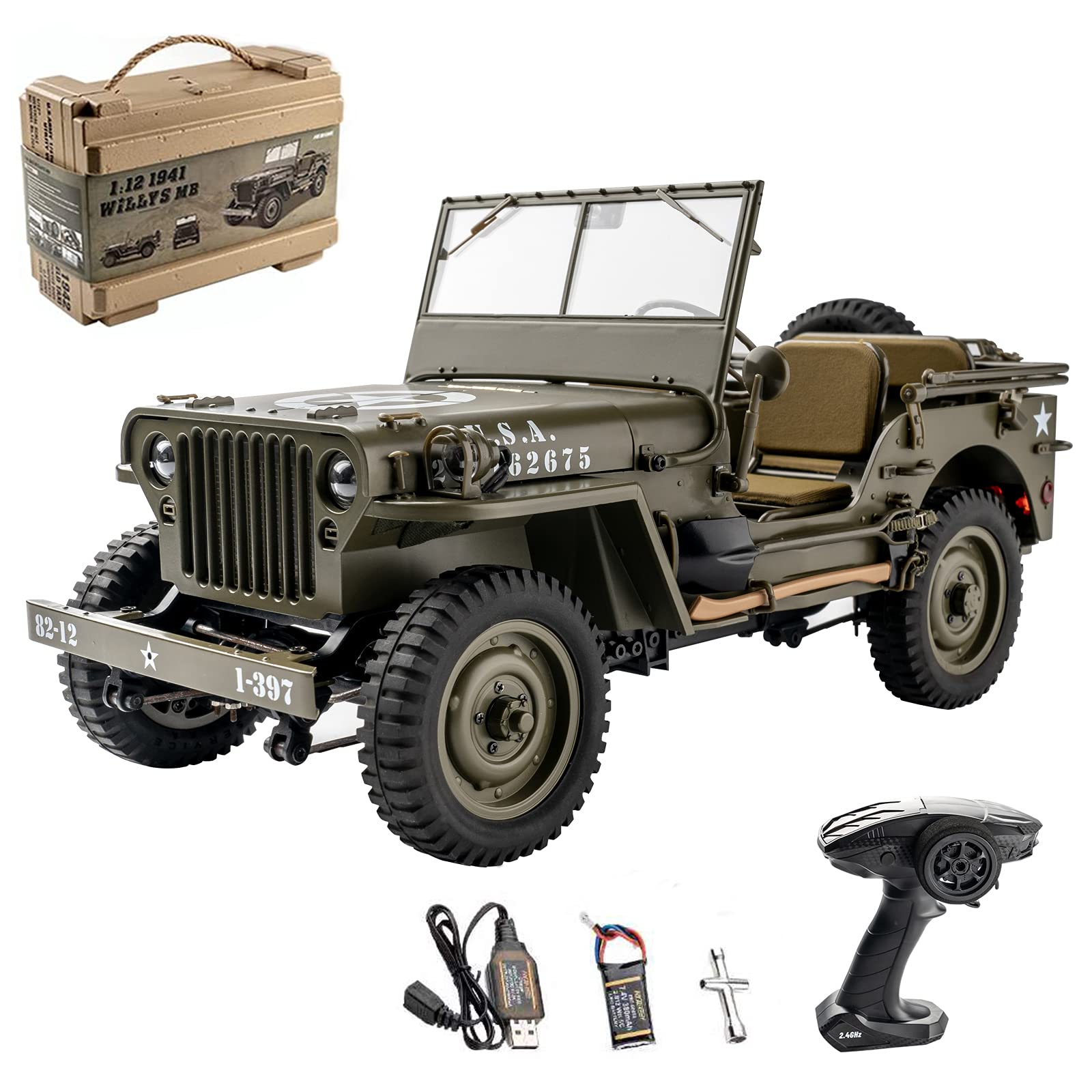 Amazon.co.jp: Fms Rochobby RC 車 1/12 1941 MB スケーラー ウィリス