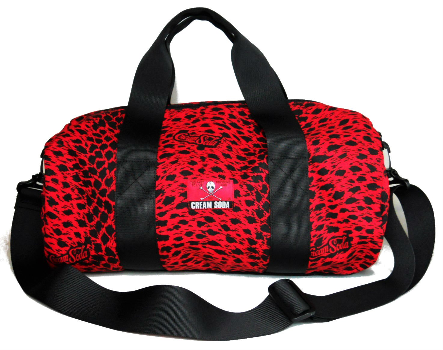 メラノPP＃ 新品近い CREAM SODA 赤ヒョウ柄 ボストンバッグ メラノPP