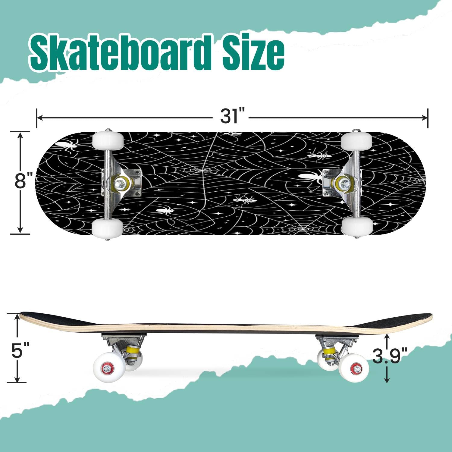 Amazon.com : EFTOWEL Skateboards Black Spider Web Seamless Pattern