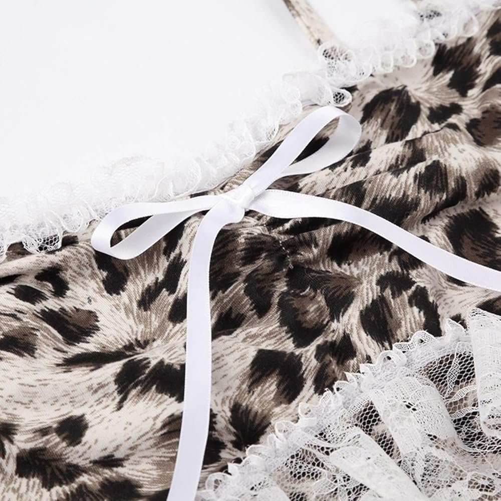 Amazon | [TISTIK] Y2K ヒョウ柄トップス女性のための美的レースパッチ